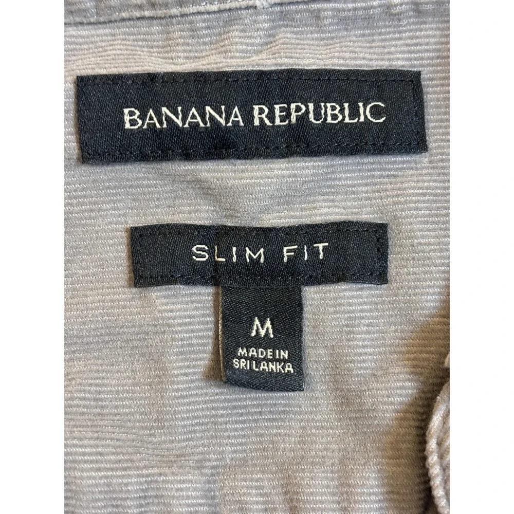 Banana Republic Mens Slim Fit Corduroy Button Down Shirt Grey Size M Long Sleeve